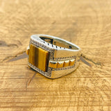 خاتم عين النمر من الفضة الإسترلينية 925 التركي اليدوي للرجال - هدية بيان بسيطة