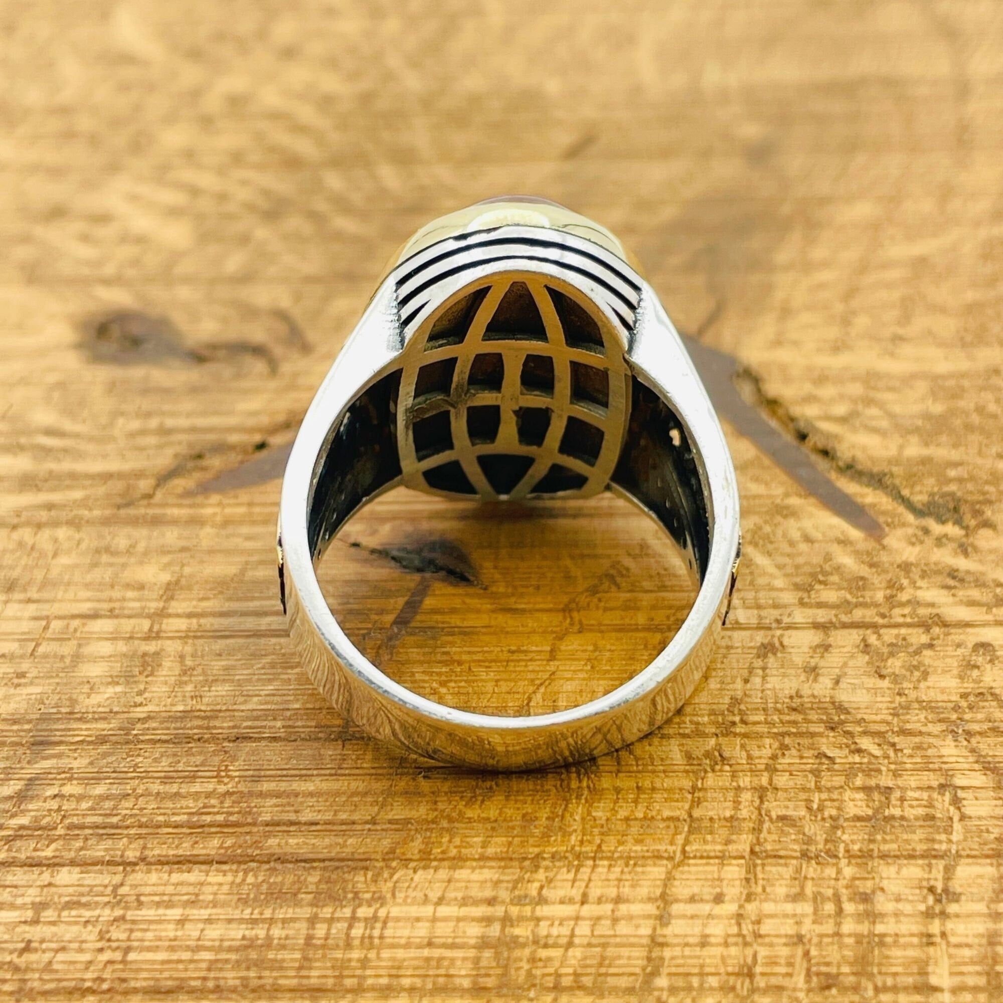 Turkish Handmade 925 Sterling Silver Red Agate Signet Ring for Men | Bold Gift for Him