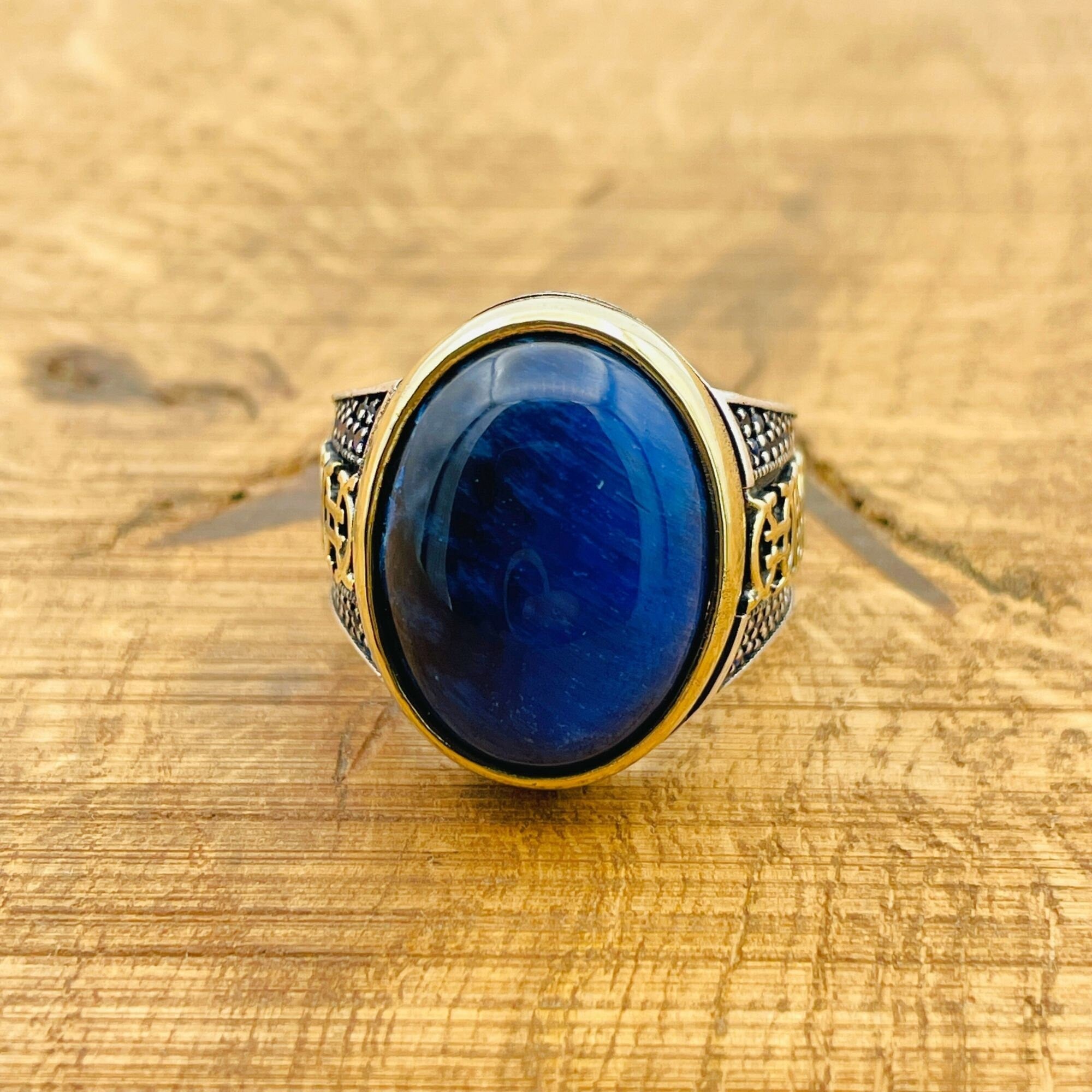 Men's Handmade Turkish 925 Sterling Silver Lapis Lazuli Signet Ring