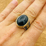 Handmade Turkish 925 Sterling Silver Black Onyx Signet Ring for Men - Bold Statement Piece