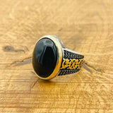 Handmade Turkish 925 Sterling Silver Black Onyx Signet Ring for Men - Bold Statement Piece