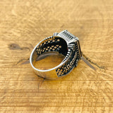 Artisan Men's Square Ruby Ring | Handcrafted 925 Sterling Silver with Turkish Flair