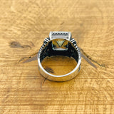 Men's Exquisite Tanzanite 925 Sterling Silver Ring - Handcrafted Ottoman Design