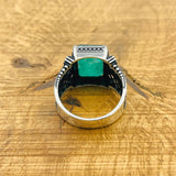 Men's Handmade Green Paraiba Sterling Silver Ring - Vintage Style & Timeless Gift