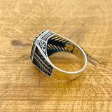 Men's Turkish Handmade Tanzanite Ring | 925 Sterling Silver | Square Blue Gemstone