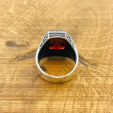 Luxury Men's Ruby Stone Ring - 925 Sterling Silver & Turkish Artisan Craftsmanship