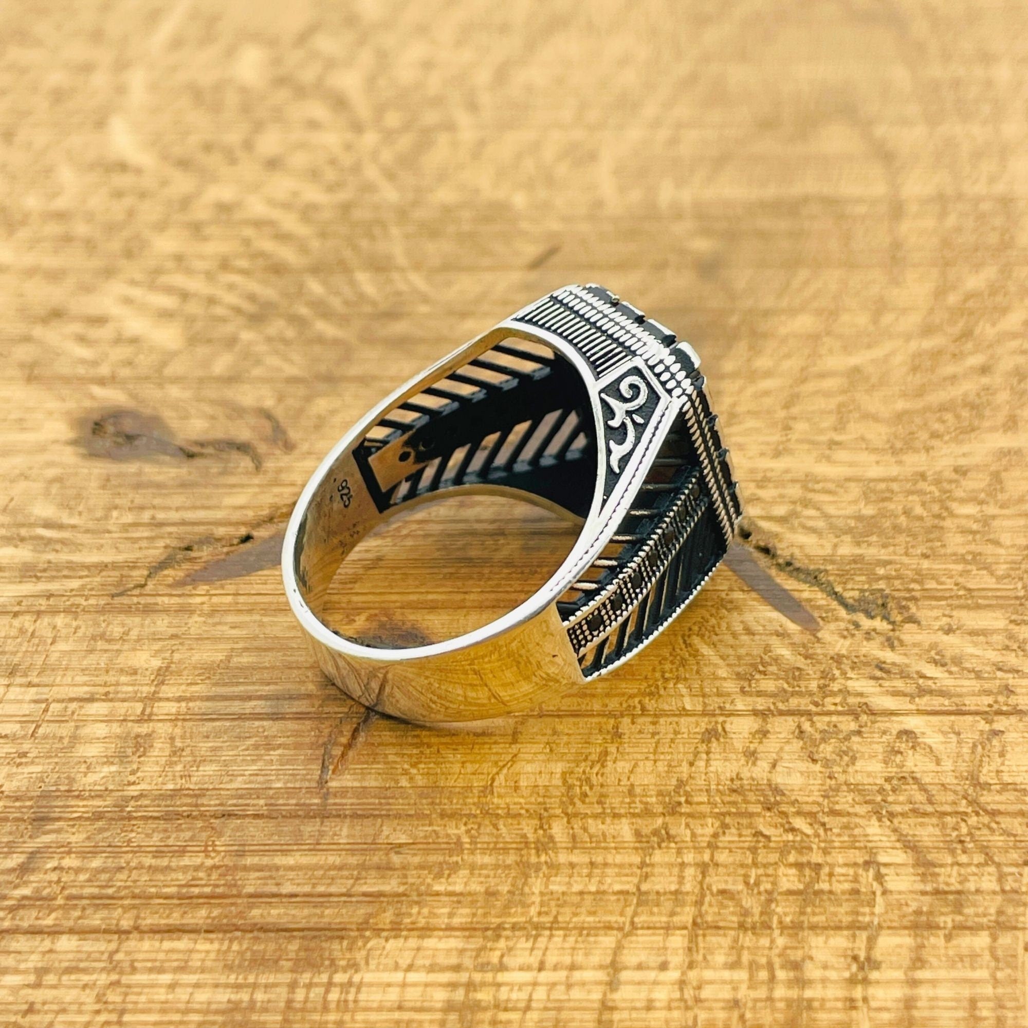 Luxury Men's Ruby Stone Ring - 925 Sterling Silver & Turkish Artisan Craftsmanship