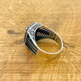 Men's Handmade 925 Sterling Silver Ring with Green Paraiba Stone | Ottoman Inspired Design