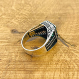 Men's Handmade 925 Sterling Silver Ring with Green Paraiba Stone | Ottoman Inspired Design