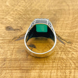 Men's Handmade 925 Sterling Silver Ring with Green Paraiba Stone | Ottoman Inspired Design