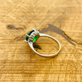 Turkish Handmade Minimalist Emerald Ring - 925 Sterling Silver Green Gemstone Jewelry for Women