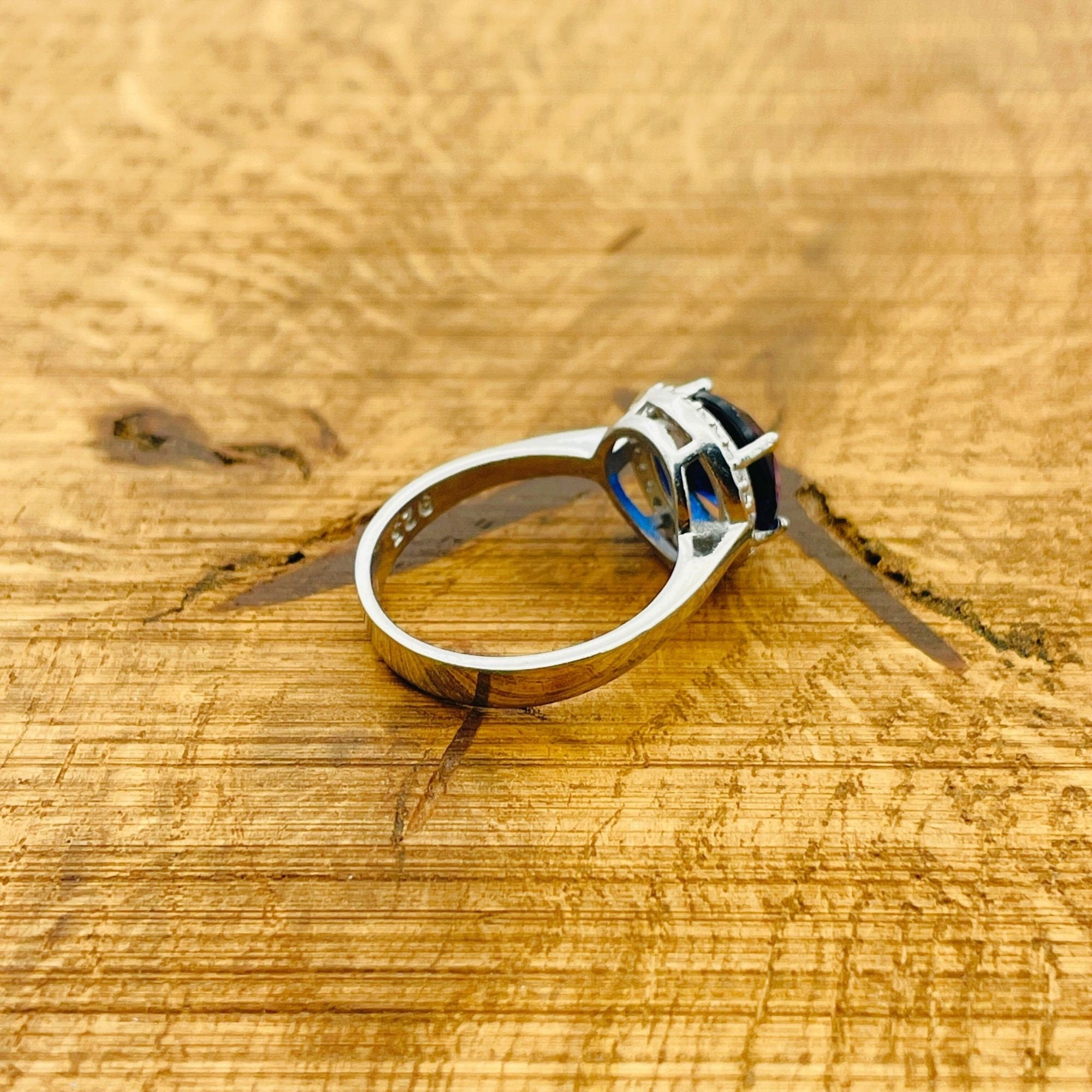 Exquisite Handmade 925 Sterling Silver Blue Sapphire Ring - Minimalist & Elegant Gift for Women