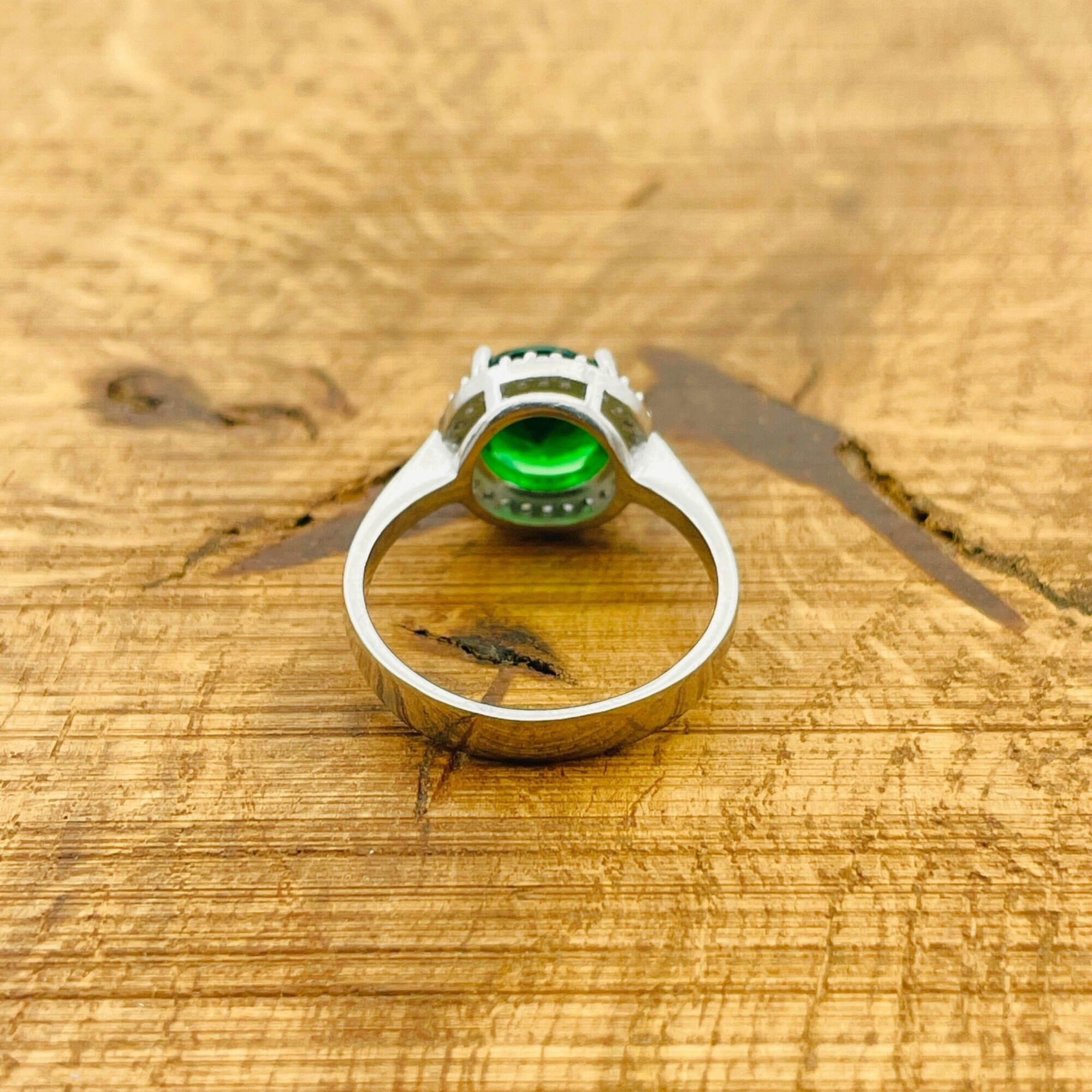 Vintage Emerald 925 Sterling Silver Ring for Women | Turkish Handmade Jewelry Gift