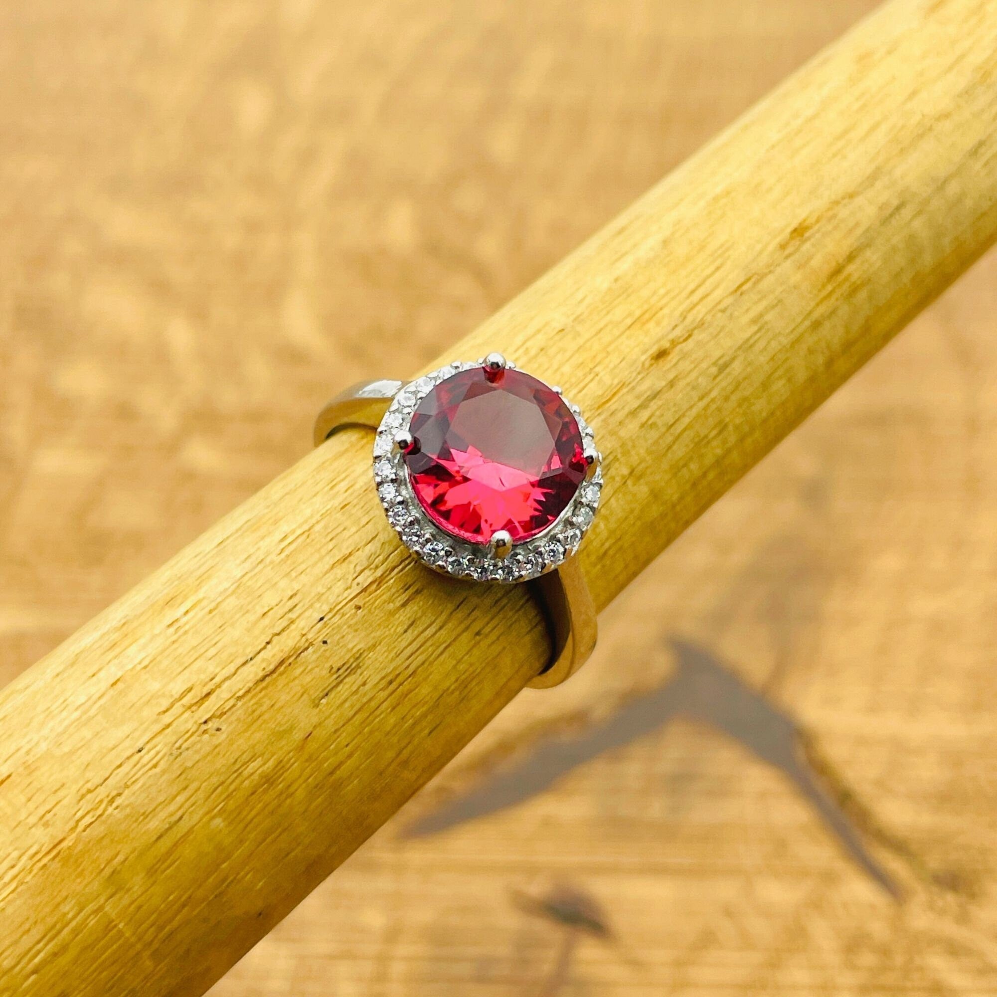 Turkish Handmade Ruby Ring for Women - 925 Sterling Silver Minimalist Gift