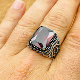 Men's Handmade Turkish Sterling Silver Ruby Statement Ring