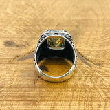 خاتم متعدد الأحجار من الفضة الإسترلينية 925 مزين بالتانزانيت التركي المصنوع يدوياً للرجال