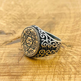 Handcrafted Men's Star of David & King Solomon's Seal 925 Sterling Silver Ring - Turkish Artisan Jewelry