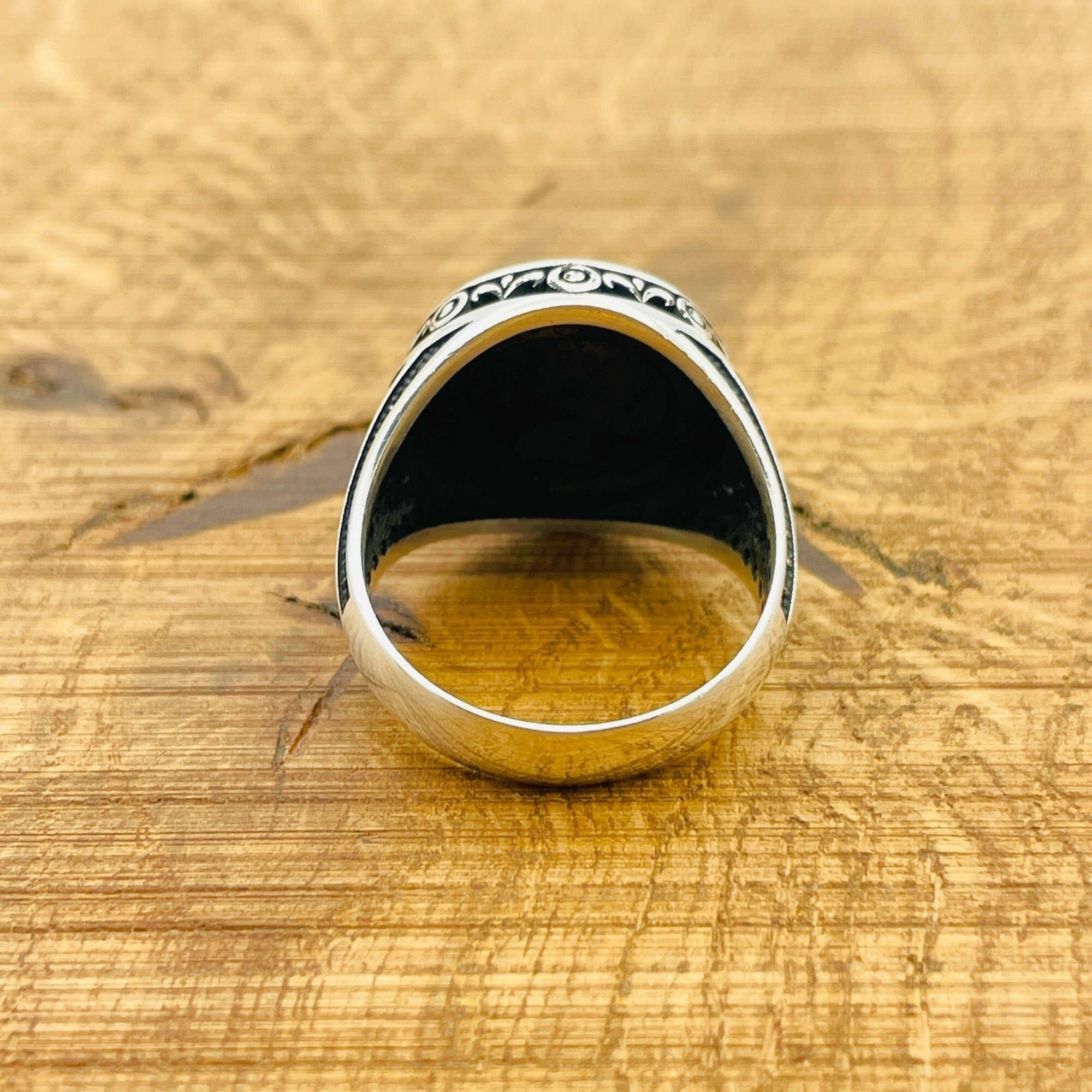 Authentic Turkish Handmade King Solomon Seal 925 Sterling Silver Men's Ring