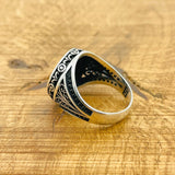 Authentic Turkish Handmade King Solomon Seal 925 Sterling Silver Men's Ring