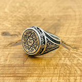 Authentic Turkish Handmade King Solomon Seal 925 Sterling Silver Men's Ring