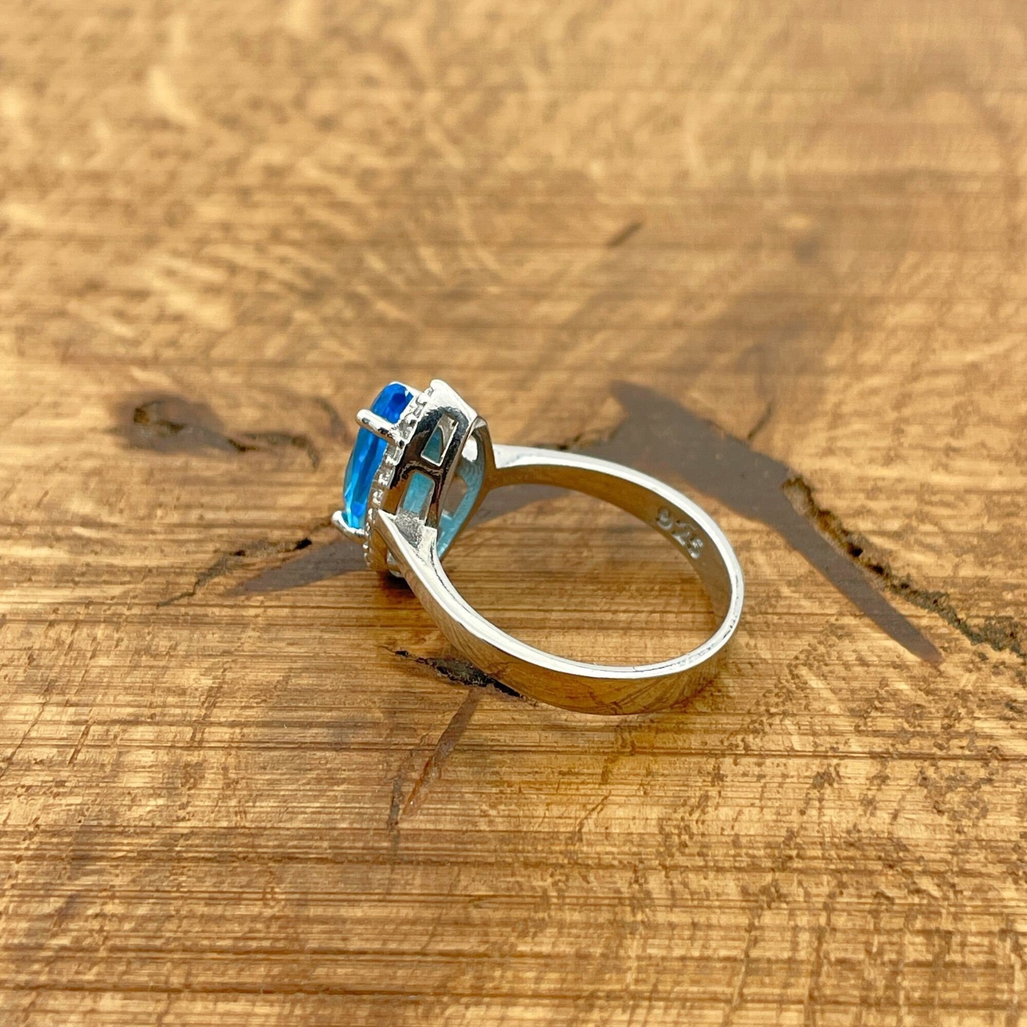 Turkish Handmade 925 Sterling Silver Marquise Aquamarine Ring - Elegant Gift for Her