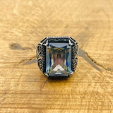 Men's Turkish Handmade Tanzanite 925 Sterling Silver Square Ring - Unique Gift