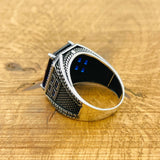 Men's Handmade Turkish Blue Sapphire 925 Sterling Silver Ring