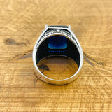 Men's Handmade Turkish Blue Sapphire 925 Sterling Silver Ring