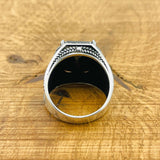 Men's Handcrafted Turkish 925 Sterling Silver Black Zircon Ring