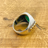 Men's Authentic Turkish Green Aqeeq Agate 925 Sterling Silver Ring