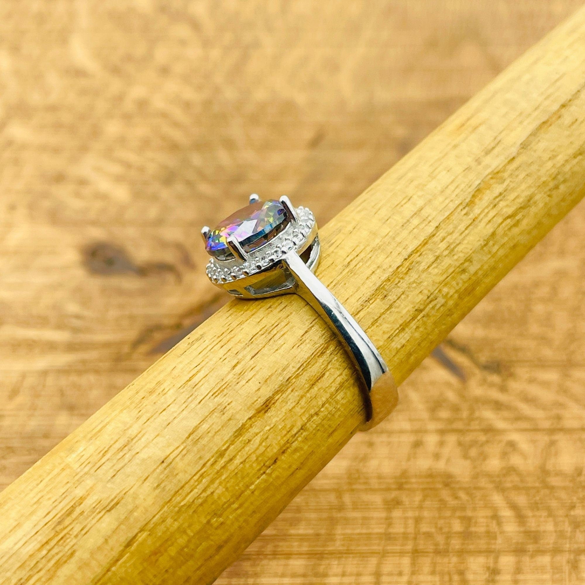 Handmade Turkish 925 Sterling Silver Mystic Topaz Ring - Minimalist & Unique Artisan Jewelry