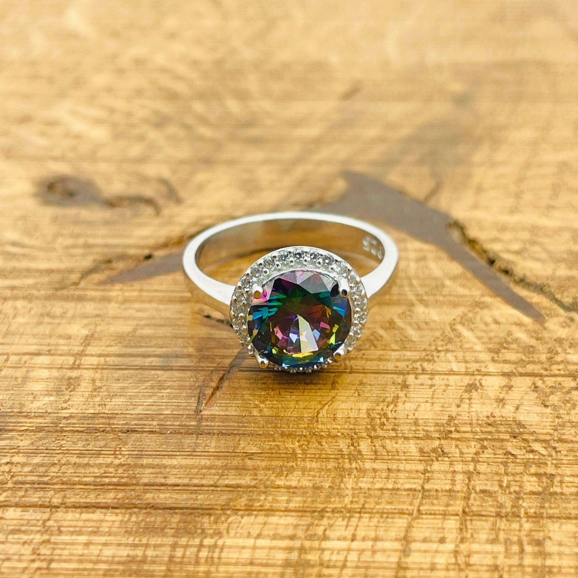 Handmade Turkish 925 Sterling Silver Mystic Topaz Ring - Minimalist & Unique Artisan Jewelry