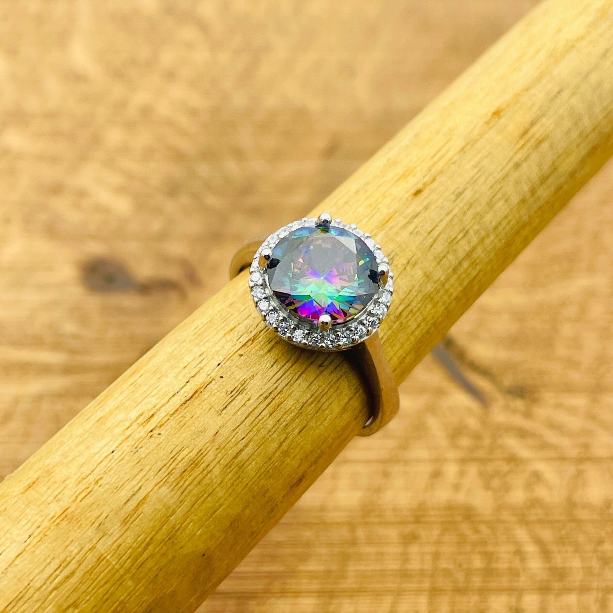 Handmade Turkish 925 Sterling Silver Mystic Topaz Ring - Minimalist & Unique Artisan Jewelry