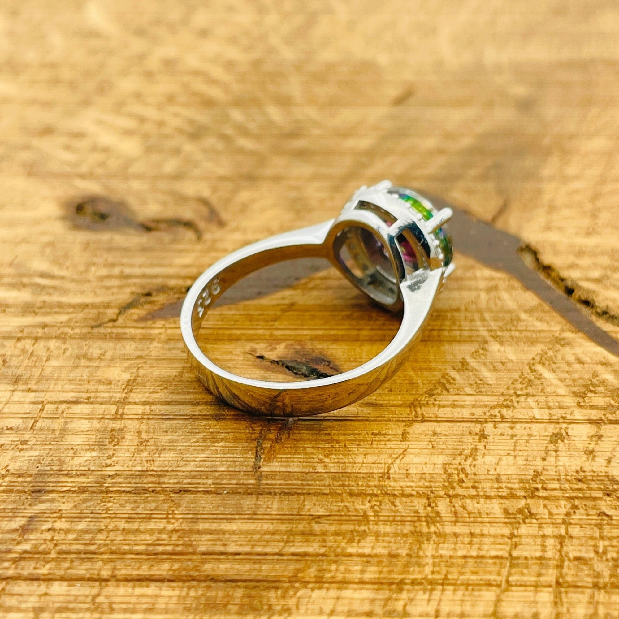 Handmade Turkish 925 Sterling Silver Mystic Topaz Ring - Minimalist & Unique Artisan Jewelry