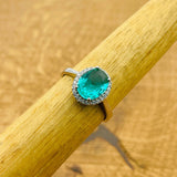 Turkish Handmade Aquamarine Minimalist Ring - 925 Sterling Silver Blue Gemstone Jewelry for Women