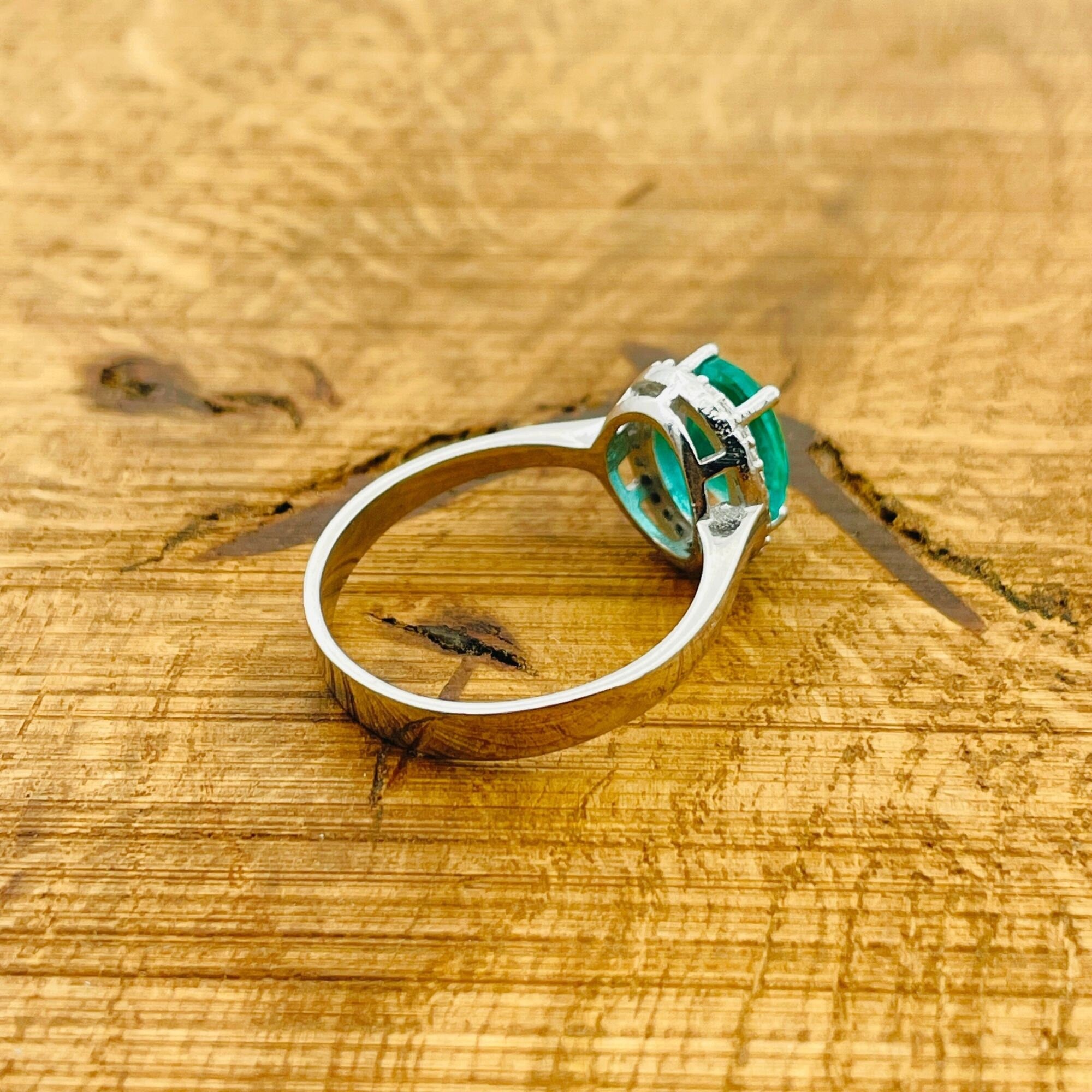 Turkish Handmade Aquamarine Minimalist Ring - 925 Sterling Silver Blue Gemstone Jewelry for Women