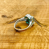 خاتم أكوامارين مربع بسيط | مجوهرات تركية يدوية من الفضة الإسترلينية 925 للنساء