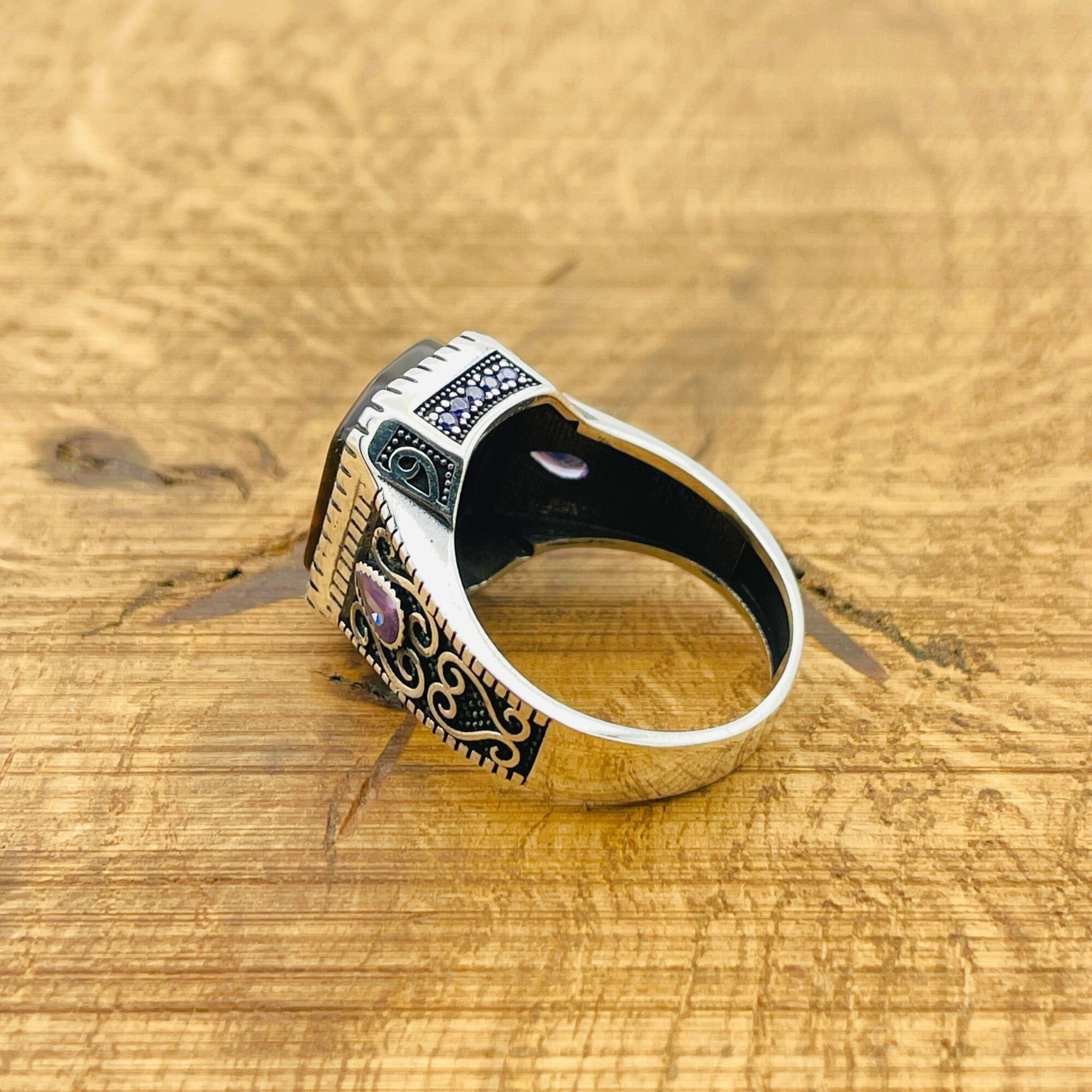 Handmade Men's Tiger's Eye 925 Sterling Silver Ring - Authentic Turkish Artisan Jewelry