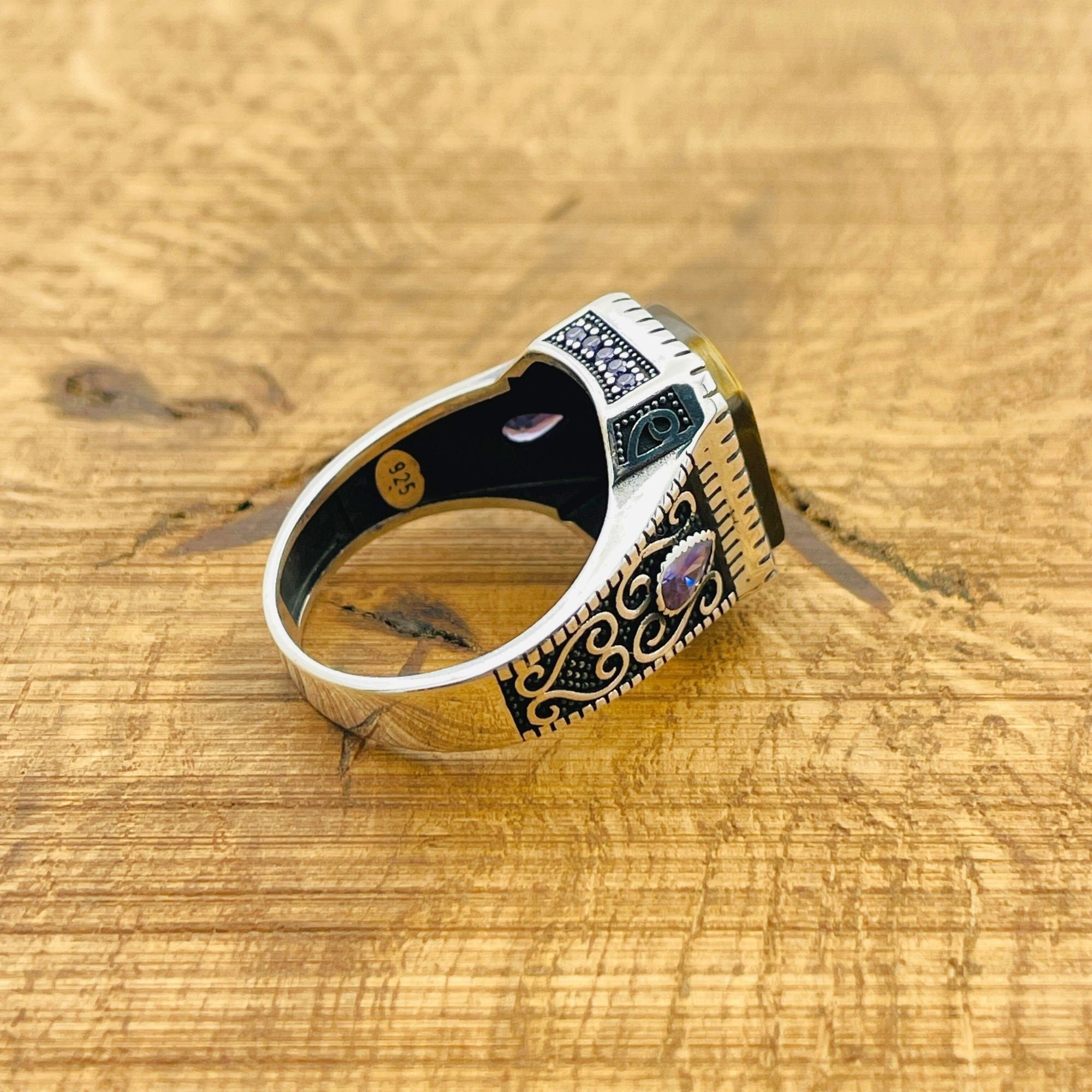 Handmade Men's Tiger's Eye 925 Sterling Silver Ring - Authentic Turkish Artisan Jewelry