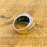 خاتم عين النمر من الفضة الإسترلينية 925 التركي اليدوي للرجال - هدية بيان بسيطة