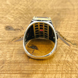 Men's Handcrafted Turkish 925 Sterling Silver Ruby Ring - Bold Red Stone Jewelry