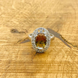 خاتم زولتانيت بيضاوي يدوي الصنع تركي | مجوهرات نسائية من الفضة الإسترلينية 925