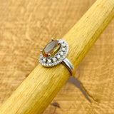 خاتم زولتانيت بيضاوي يدوي الصنع تركي | مجوهرات نسائية من الفضة الإسترلينية 925