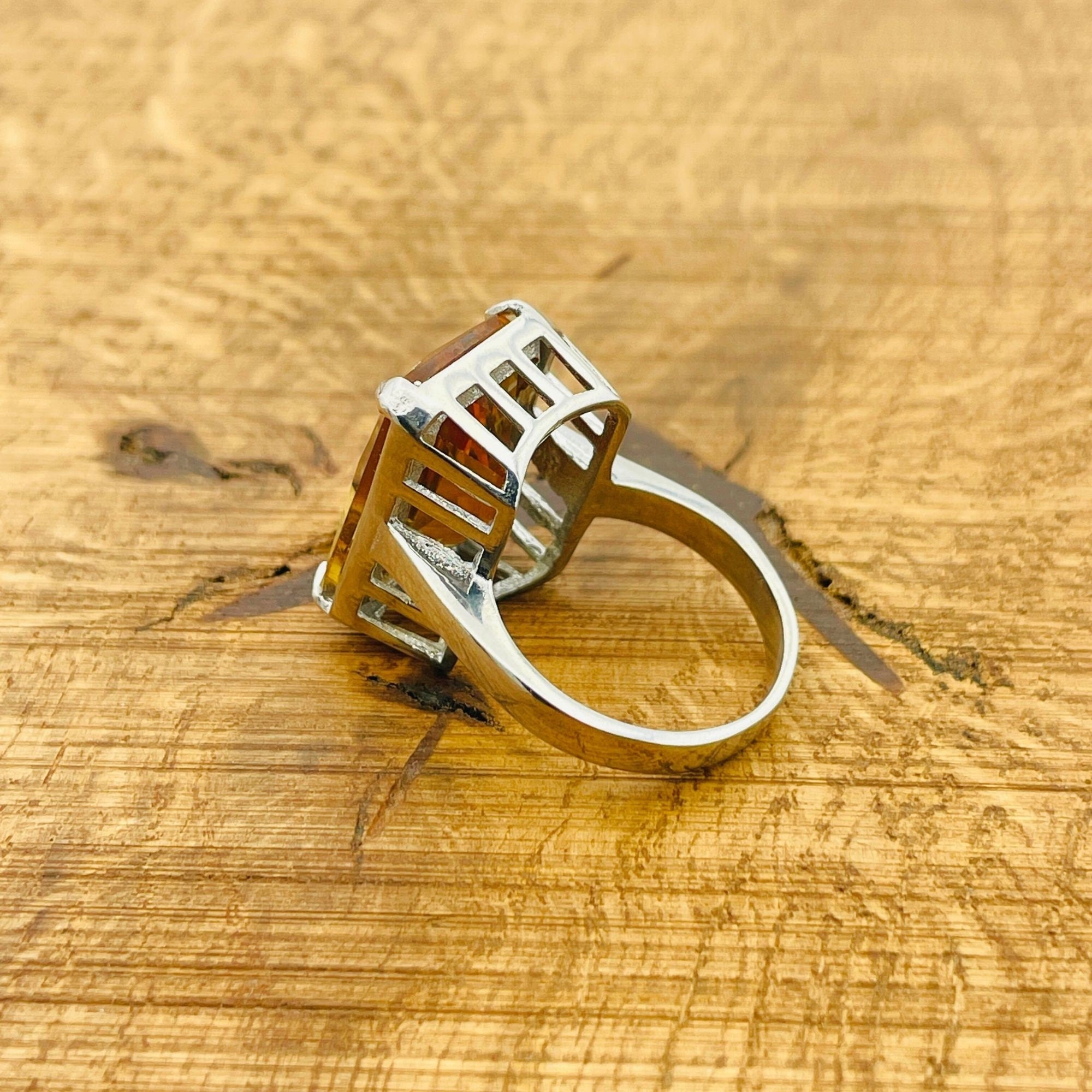 Genuine Zultanite 15x20mm Square Ring - Bold 925 Sterling Silver Turkish Handmade Statement Jewelry for Women