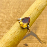 خاتم زولتانيت تركي مصنوع يدويًا قابل للتعديل | مجوهرات حجر كريم فضة استرلينية 925 بسيطة للنساء