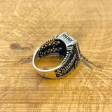 Men's Turkish Handmade Mystic Topaz Ring - 925 Sterling Silver, Multicolor Gemstone