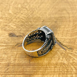 Men's Exquisite Tanzanite 925 Sterling Silver Ring - Handcrafted Ottoman Design