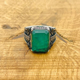 Men's Handmade Green Paraiba Sterling Silver Ring - Vintage Style & Timeless Gift