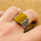 Men's Handmade Sterling Silver Tiger Eye Ring | Vintage Ottoman Turkish Style Jewelry