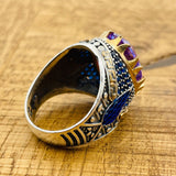 Men's Turkish Handcrafted Amethyst Ring - Sterling Silver Oval Ottoman Statement Jewelry